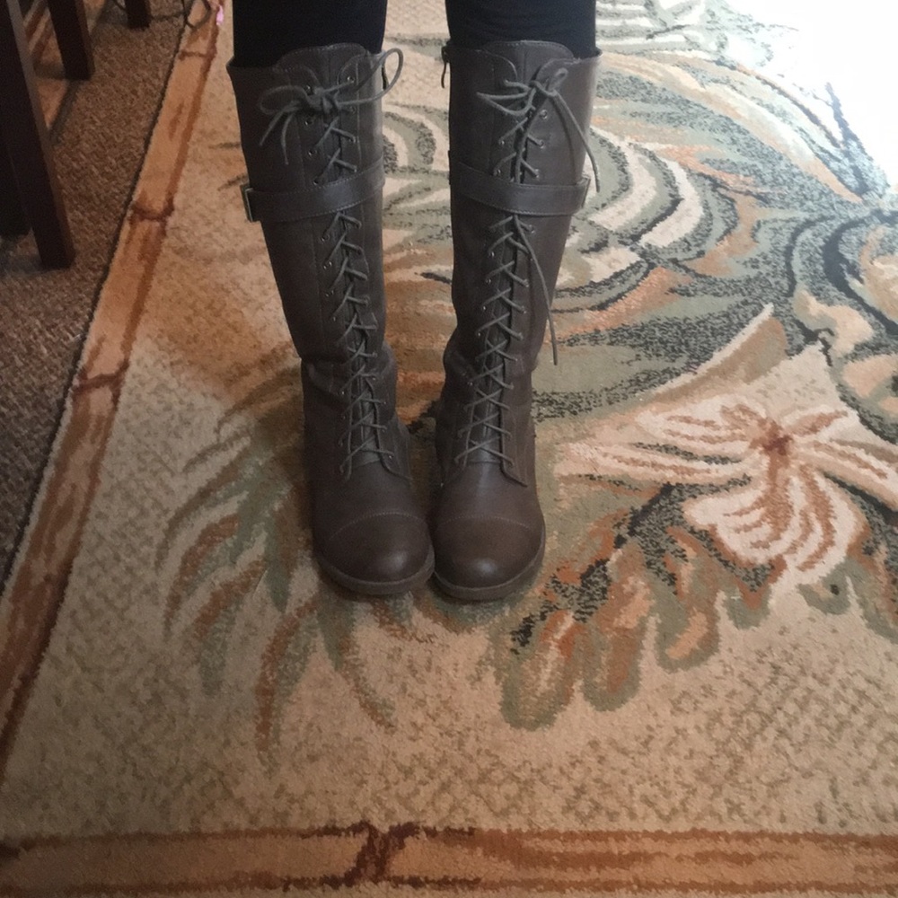 Knee high lace up boots